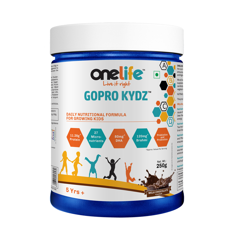 Onelife GOPRO KYDZ ™ Milk Chocolate 250 gm (Daily Health & Nutrition vegetarian supplement for your growing kids)