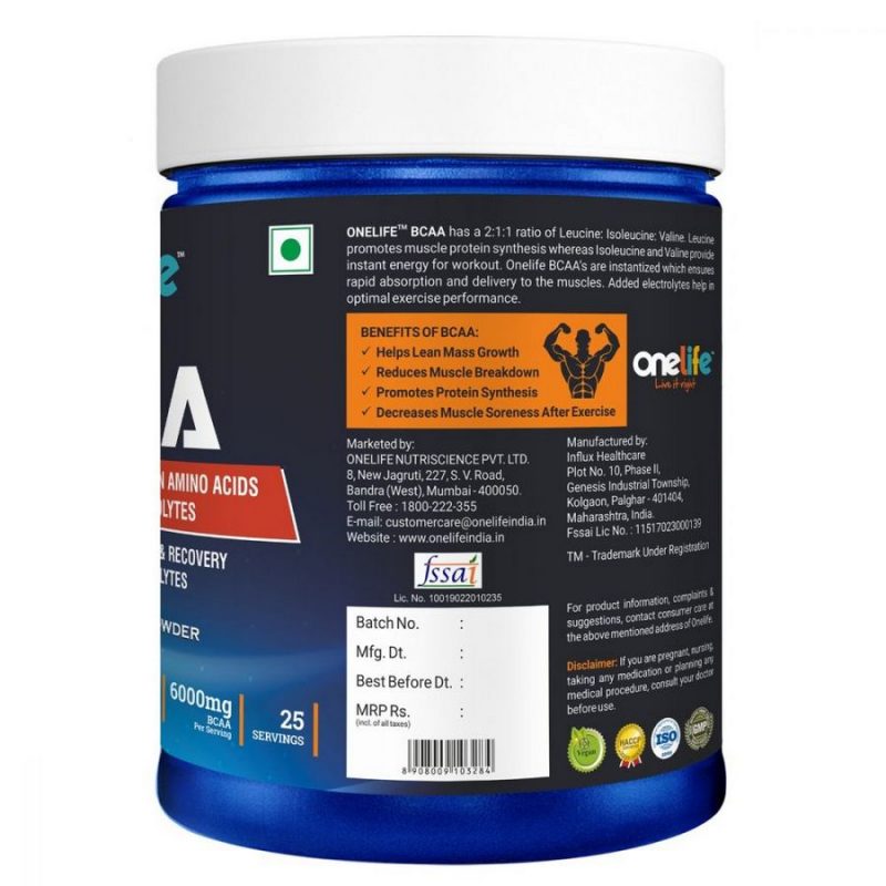 Onelife BCAA Supports Muscle Growth Recovery Replenishes Electrolytes Peach Ice Tea a