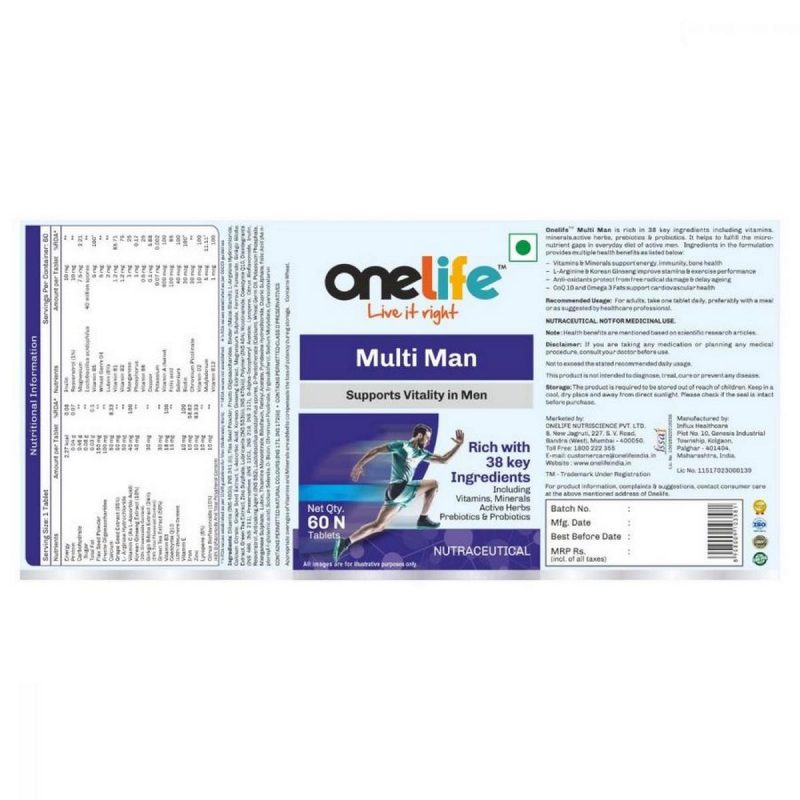 Onelife Multi Man Multivitamin for Men 60 Tablets 4