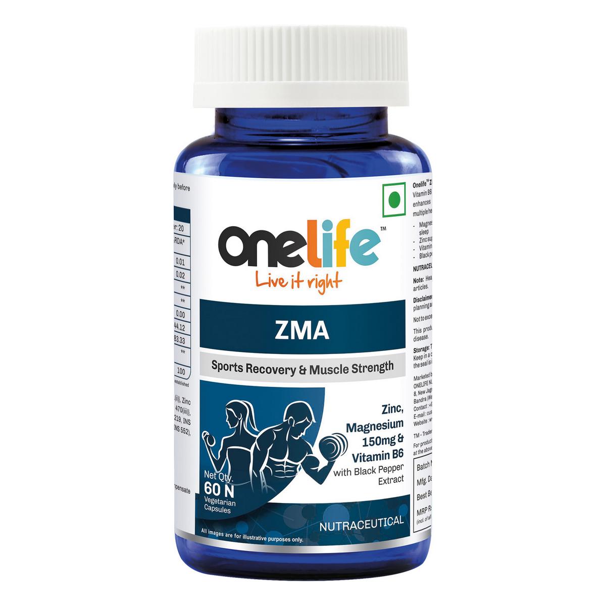 Onelife ZMA Supports Sports Recovery 60 Capsules  Onelife ZMA Supports Sports Recovery 60 Capsules 1