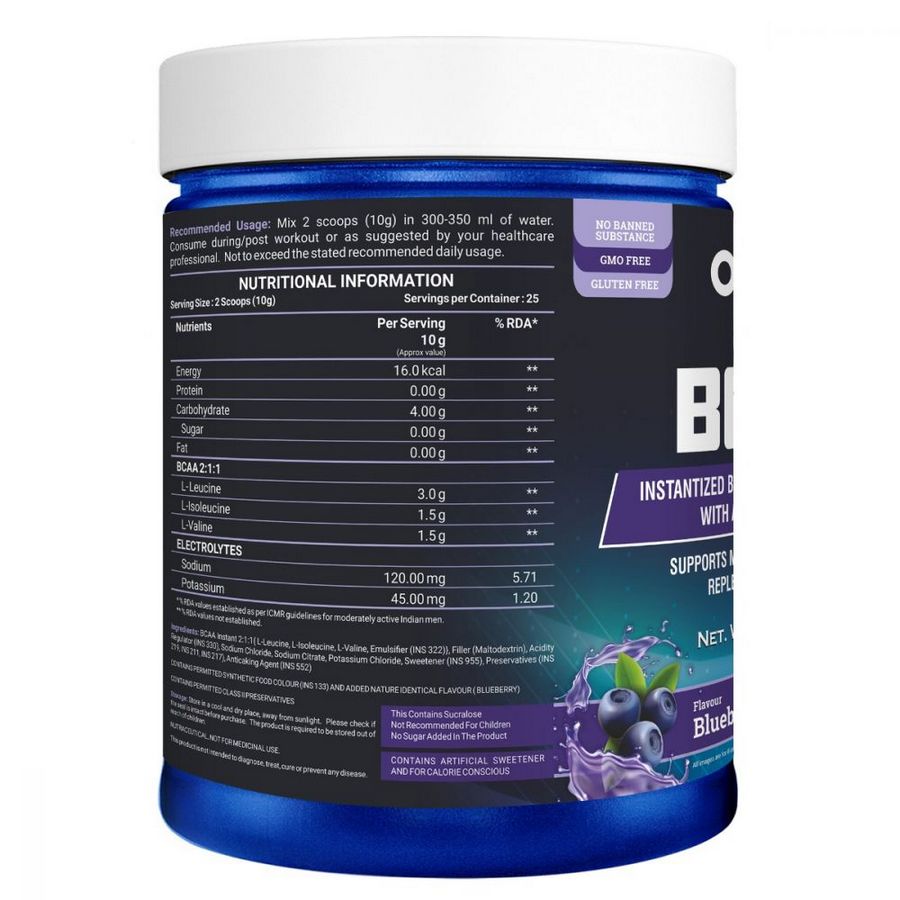 Onelife BCAA Blueberry 250gm  onelife bcca supports
