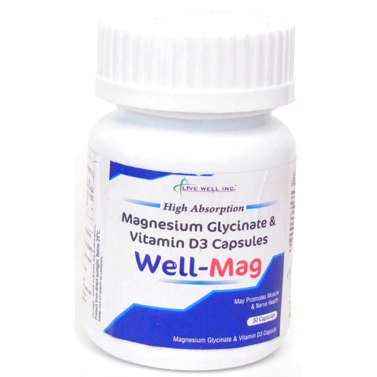 WellMag Magnesium Glycinate  Vitamin D3 30 Capsules  Well Mag 2