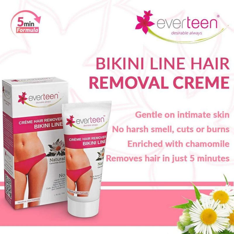 Everteen Hair Removal Creme Bikini Line for Sensitive Parts in Women 2 Packs 50gm Each 2