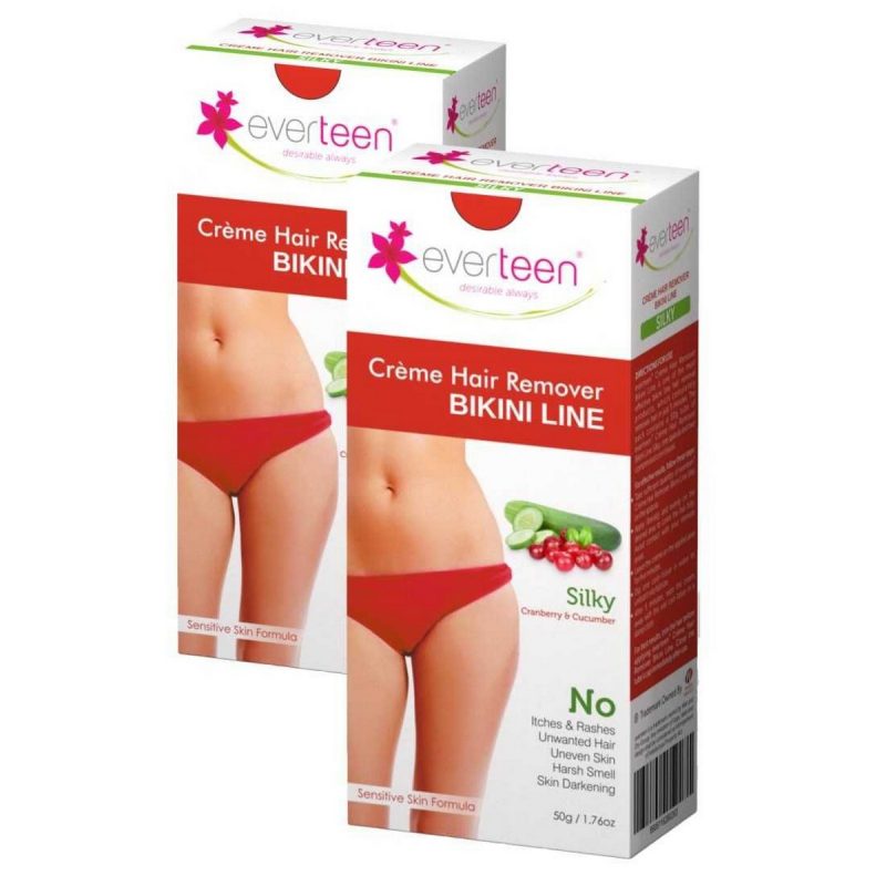 Everteen SILKY Bikini Line Hair Remover Cream 2 Packs 50gm Each Everteen SILKY Bikini Line Hair Remover Creme with Cranberry and Cucumber 2 Packs 50gm Each