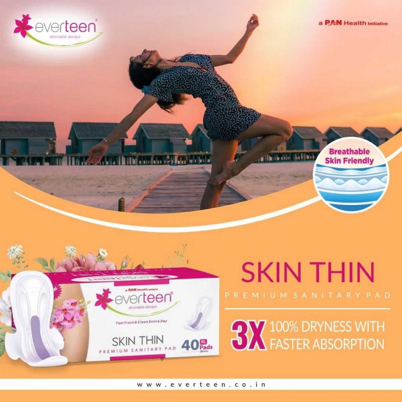 Everteen SKIN THIN Premium XL Sanitary Pads for Protection During Periods in Women 40 Pads 28mm 3