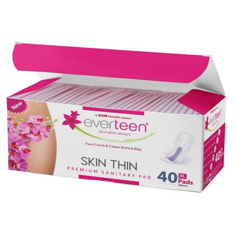 Everteen SKIN THIN Premium XL Sanitary Pads for Protection During Periods in Women 40 Pads 28mm 5