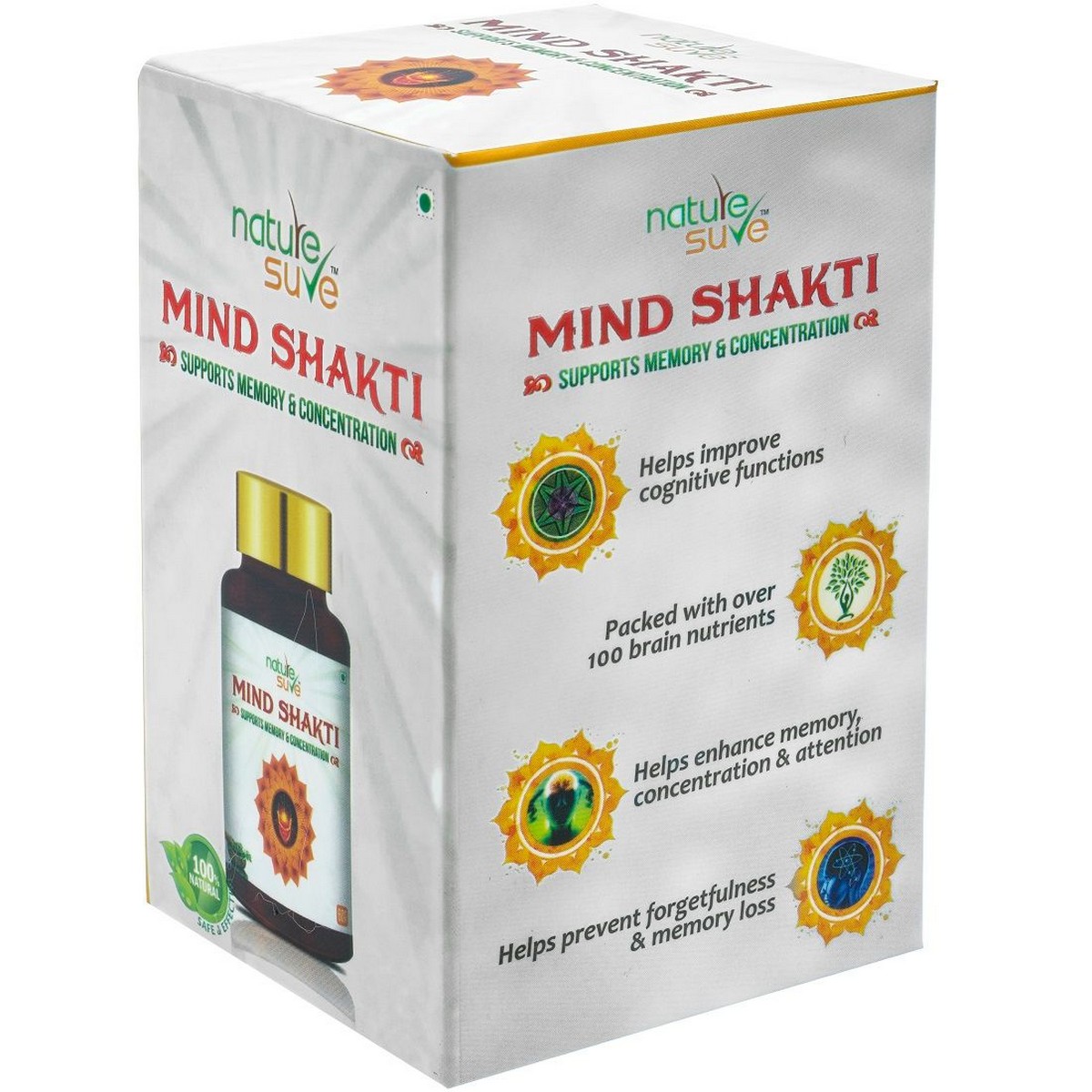 Nature Sure Mind Shakti Tablets 60 Tablets  Nature Sure Mind Shakti Tablets for Memory and Concentration in Men and Women 1 Pack 60 Tablets6
