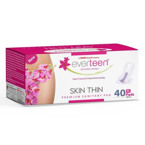 everteen SKIN THIN Premium XL Sanitary Pads for Protection During Periods in Women 1 Pack 40 Pads 280mm