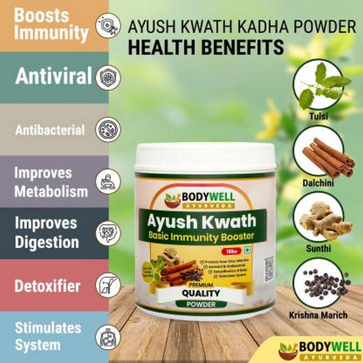 Bodywell Ayush Kwath Powder Immunity Booster 100 gm  BODYWELL Ayush Kwath Powder Kadha 3