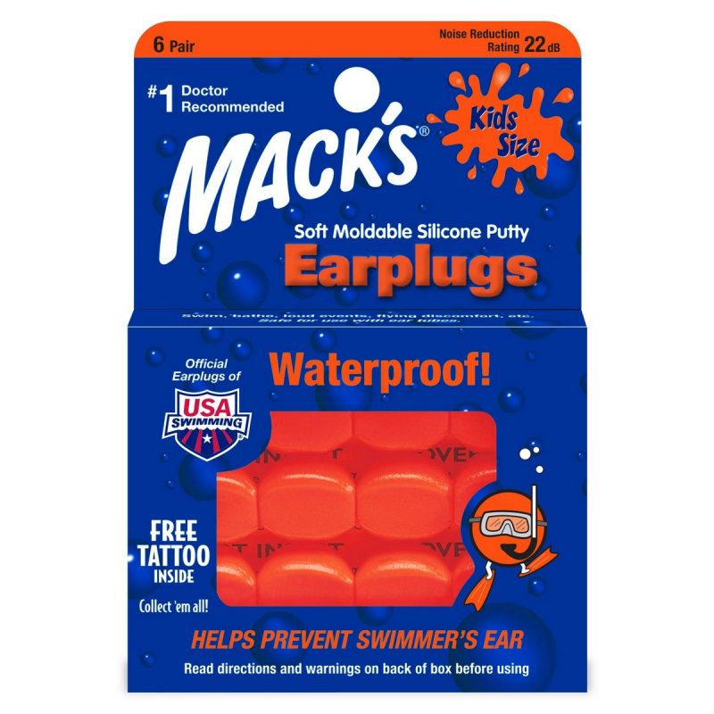 Macks Kids Size Soft Silicone Small Ear Plugs Orange Macks Kids Size Soft Silicone Small Ear Plugs Orange