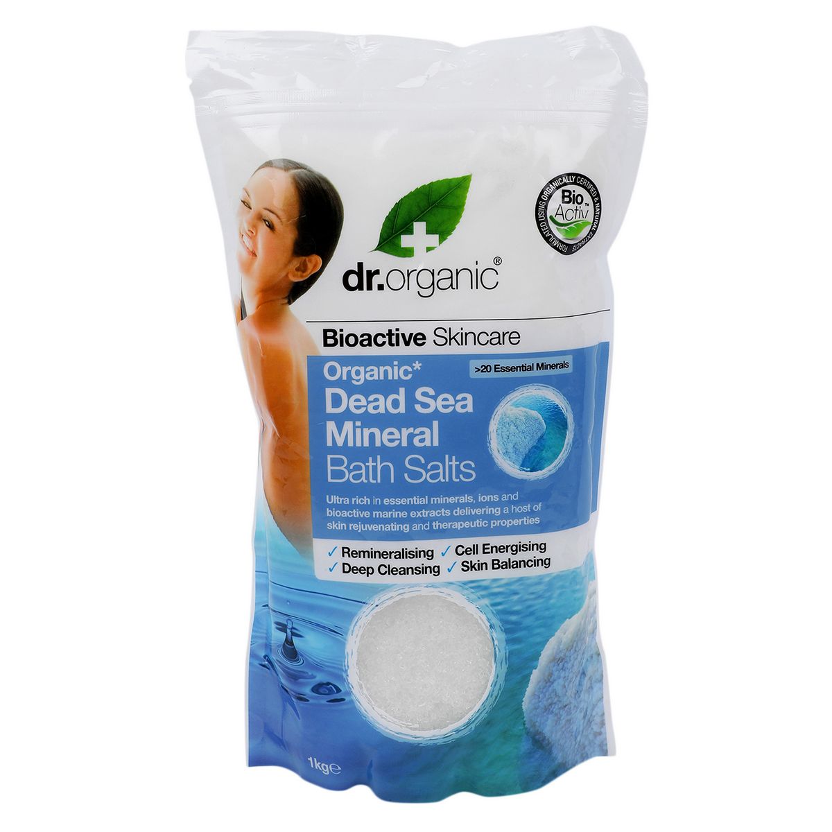 Dr Organic Dead Sea Mineral Bath Salts 1kg  organic dead sea miniral bath salt 1