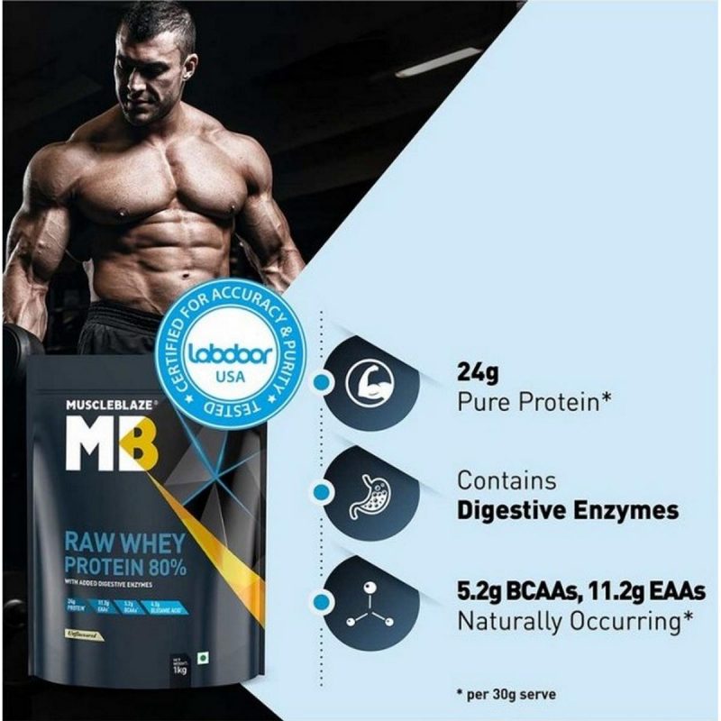 MuscleBlaze 80 Raw Whey Protein Supplement Powder 7 1