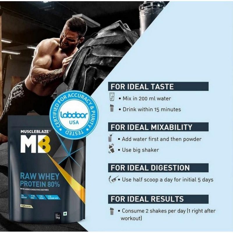 MuscleBlaze 80 Raw Whey Protein Supplement Powder 8