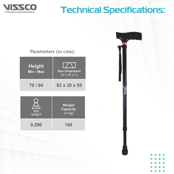 Vissco Avanti T Shape Aluminum Walking Stick 3