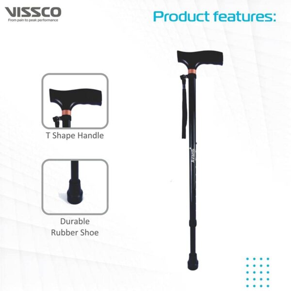 Vissco Avanti T Shape Aluminum Walking Stick 4