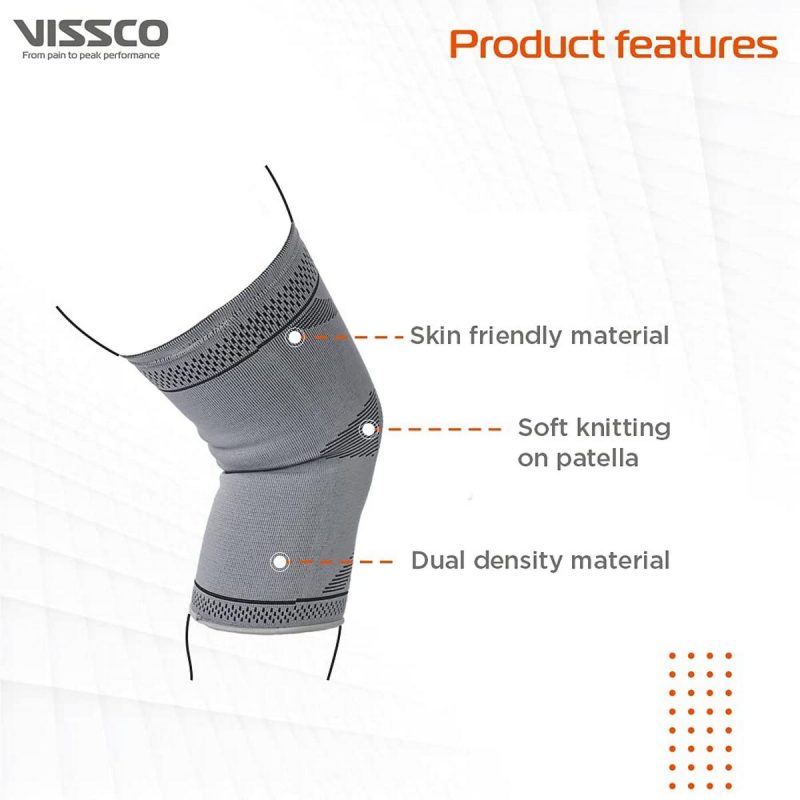 Vissco Knee Support Stretchable 2D Knee Cap for Pain Relief and Injury 3