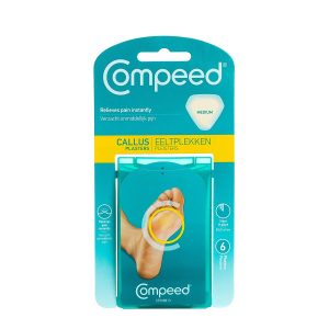 Compeed Fast Healing Callus Removal Plaster Strips for Under Foot Rubbing Protection Waterproof and Breathable Callous Remover Pads For Feet for Men and Women Medium Pack of 6 Patches 1