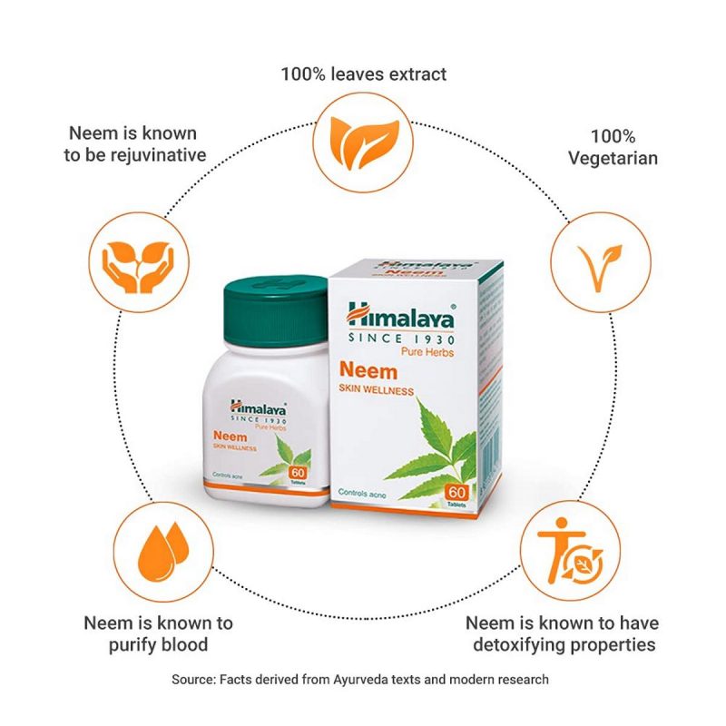Himalaya Wellness Pure Herbs Skin Wellness Tablets 60 Count Neem 3