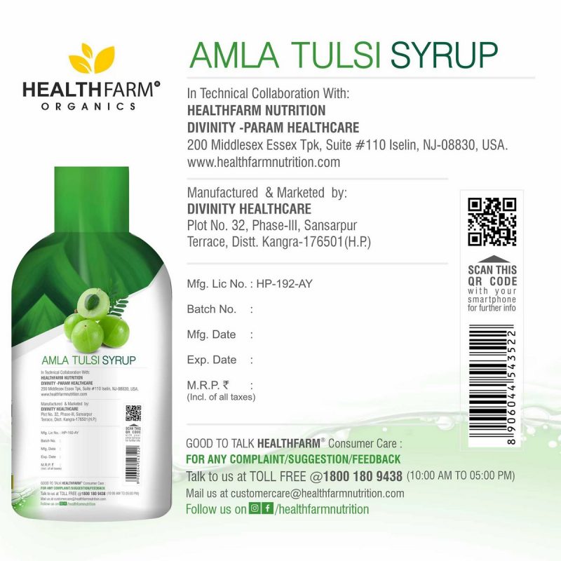 Healthfarm Amla Tulsi Syrup Immunity Booster 500 Ml 6
