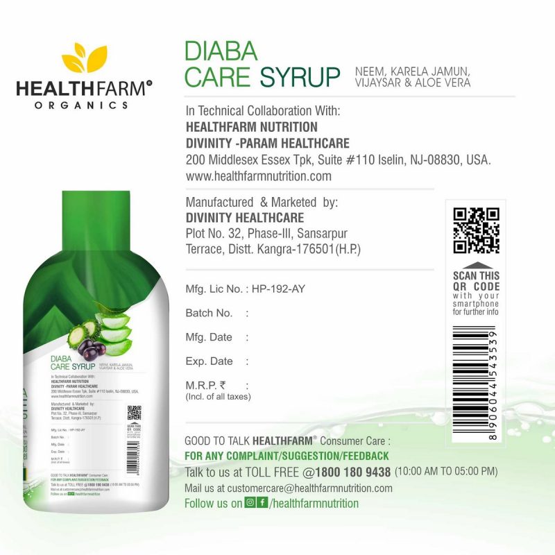 Healthfarm Diaba Care Syrup To Control Blood Sugar 500 Ml 6