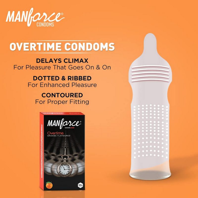 Manforce 3 in 1 Condoms Overtime Orange Flavoured 10 Pieces 6