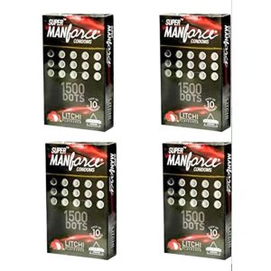 Manforce Wild 3 in 1 Strawberry Condoms 4 Packs of 10  Manforce 40 Pcs 1500 Dot Litchi Condom