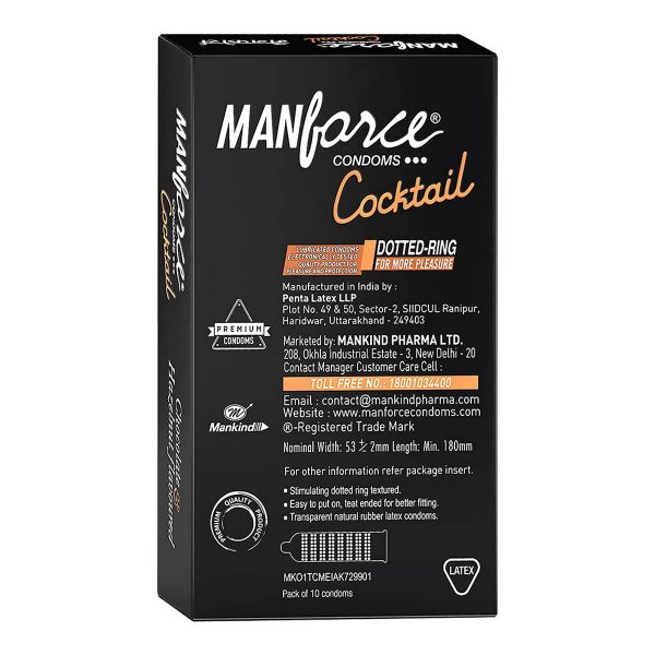 Manforce Cocktail Condoms with Dotted Rings 10 Pieces 2