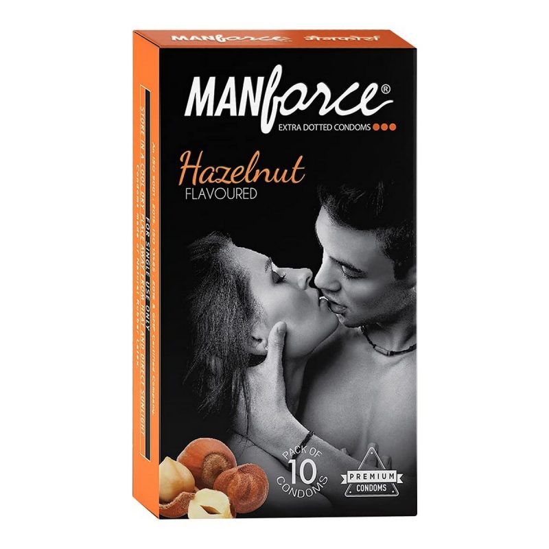 Manforce Extra Dotted Condoms Hazelnut Flavoured 10 Pieces 1