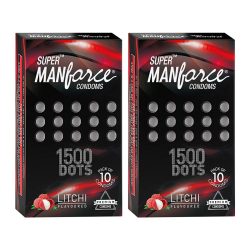 Manforce Extra Dotted Litchi Flavoured Condoms 10 Pieces Pack of 2 1
