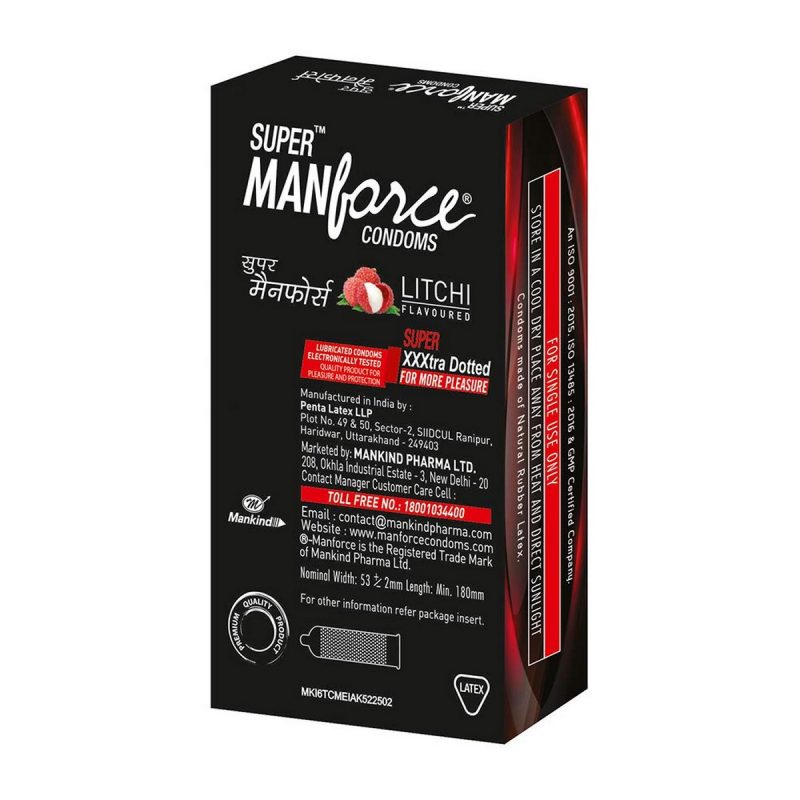 Manforce Extra Dotted Litchi Flavoured Condoms 10 Pieces Pack of 2 6