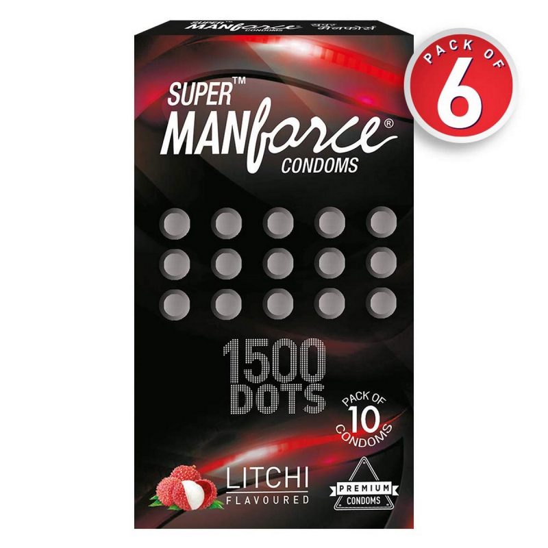Manforce Litchi Flavoured 1500 Dots Combo 6 Condoms Set of 6 60 S 2