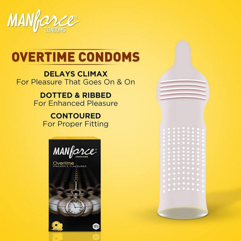 Manforce Overtime Pineapple Litchi and Grape Flavoured Condoms 30 Pieces Pack of 3 6