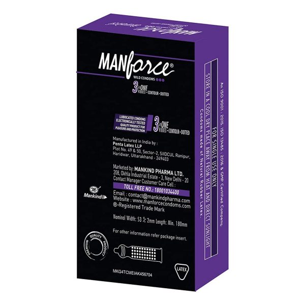 Manforce Overtime Pineapple Litchi and Grape Flavoured Condoms 30 Pieces Pack of 3 7