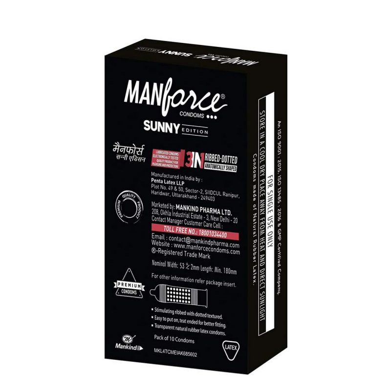Manforce Ribbed Dotted Sunny Edition Condoms 10 Pieces 7