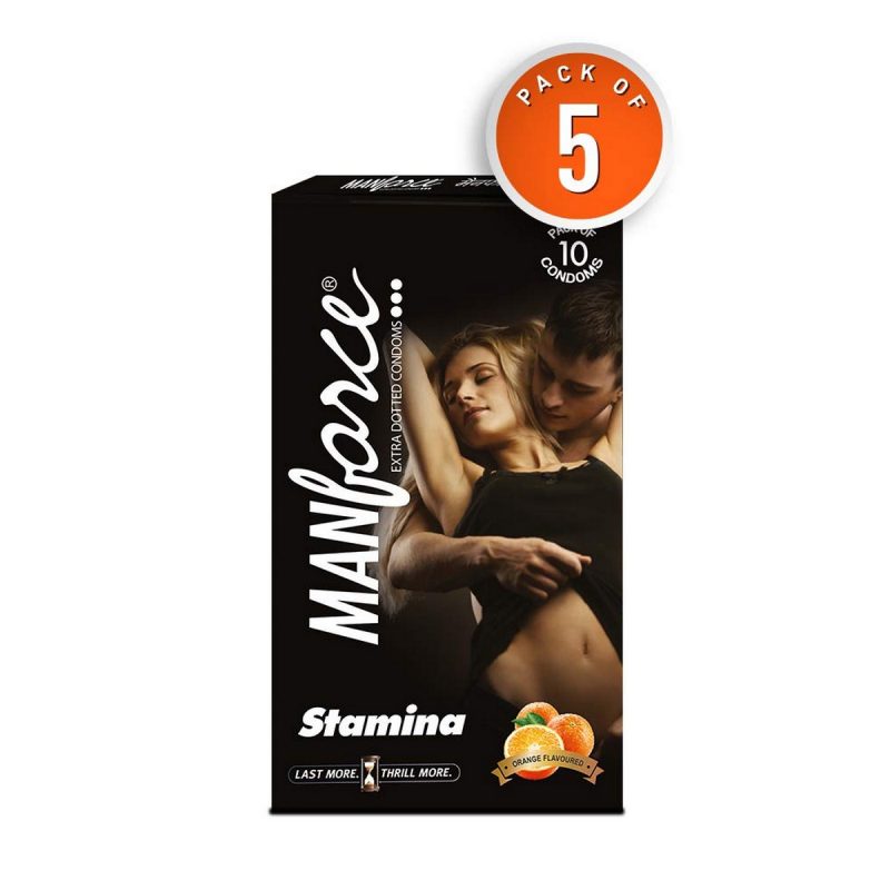 Manforce Stamina Extra Dotted Orange Flavoured Condoms pack 5set of 1050pcs 2