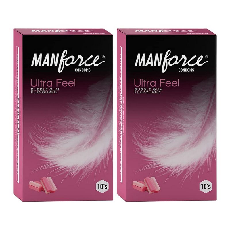 Manforce Ultra Feel Bubblegum Flavoured Condoms – 10 Pieces Pack of 2 1