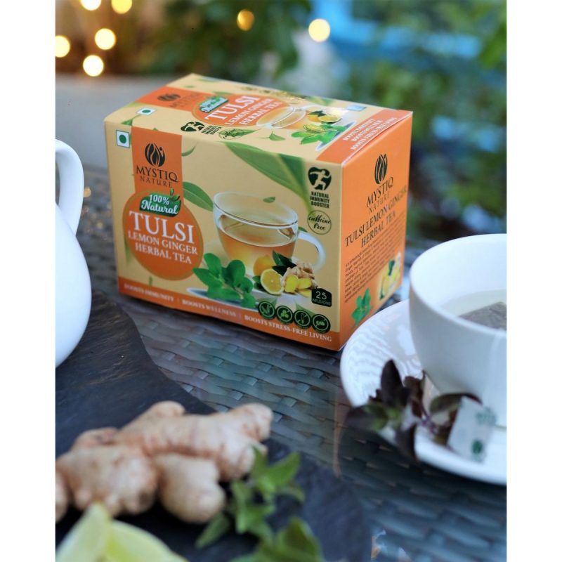 Mystiq Tulsi Lemon Ginger Herbal Tea – Infusion Bag 3