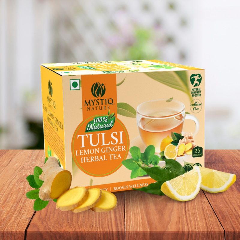 Mystiq Tulsi Lemon Ginger Herbal Tea – Infusion Bag