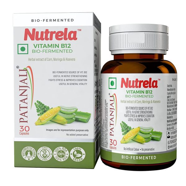 Patanjali Nutrela Vitamin B12 Biofermented for Men Women with Moringa and Alovera Extract 30 Capsules 1