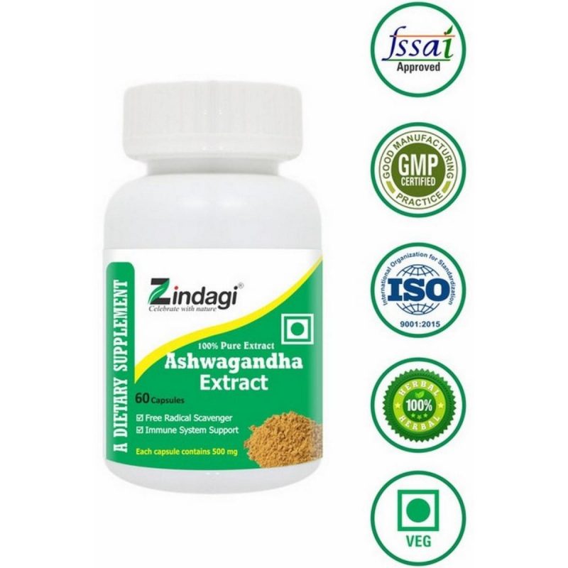Zindagi Pure Ashwagandha Extract Capsules 60 Capsules 1