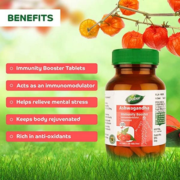 Dabur Pure Herbs Immunity Booster Ashwagandha Tablet 60 tablets 3