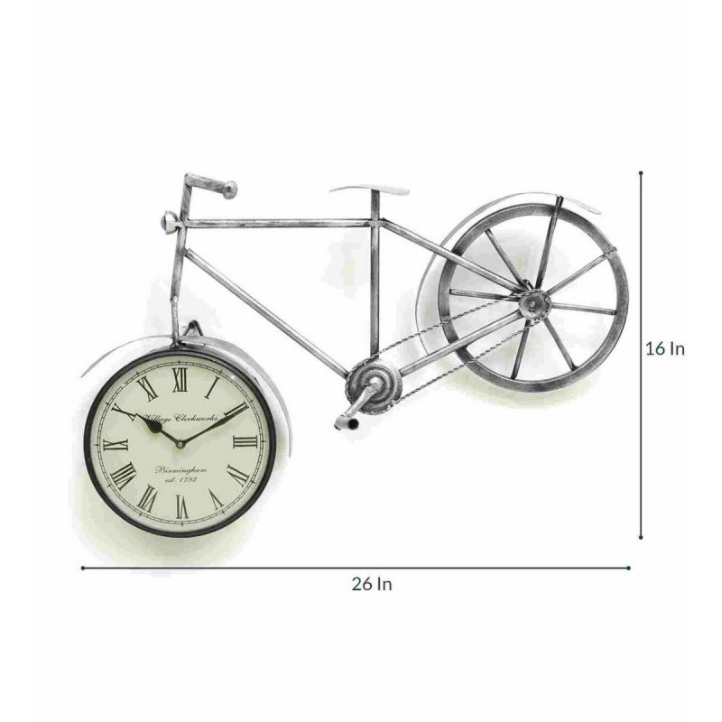 Cool Silver Metal Cycle Wall Clock 003