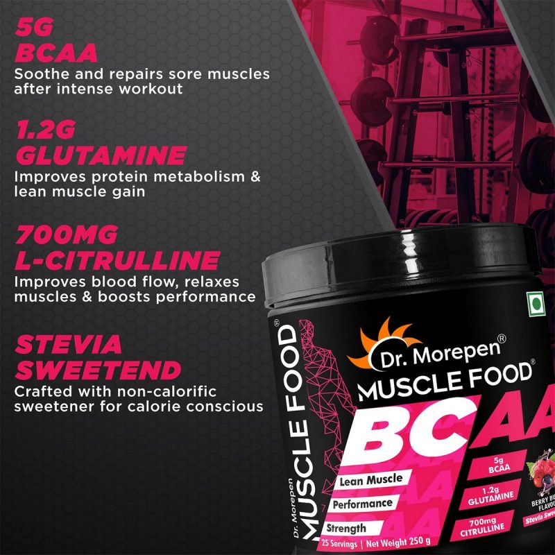 Dr. Morepen Muscle Food BCAA 250g Berry Burst Flavour 3