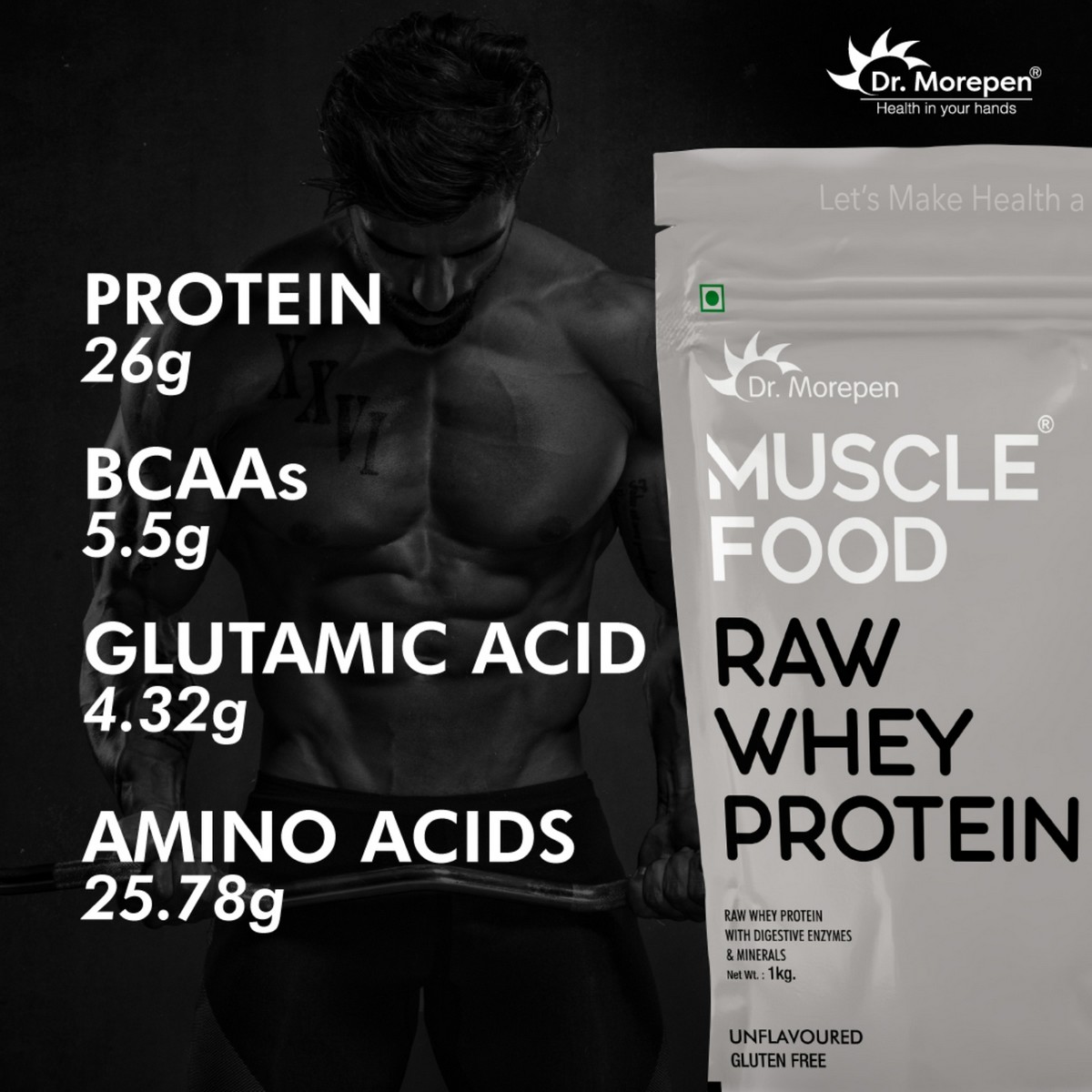 Dr. Morepen Muscle food Raw whey protein 1 KG 4