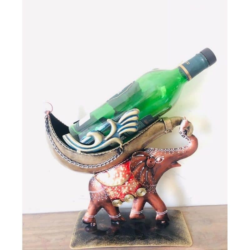 Elephant Art Bottle Stand For Table Decor