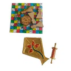 Gopal Laddu Kite and Ludo make up the playing combo set. Saap Sidhi is a lovely dice and kite combination set. 3