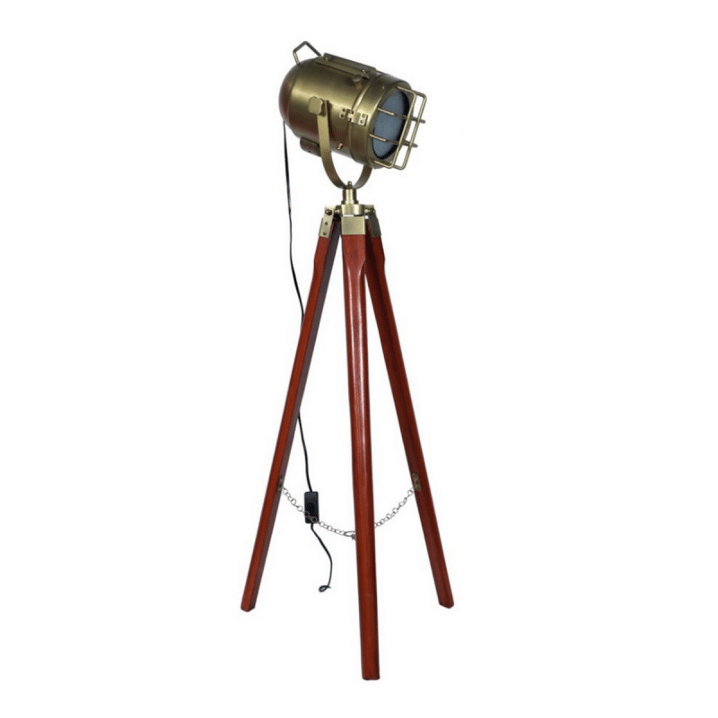 Grill Brass Made Spotlight With Wooden Tripod Online 3
