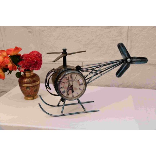 Iron Helicopter Retro Table Clock Paris Theme