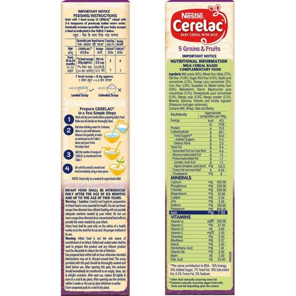 Nestle Cerelac 5 Grains Fruits Cereal 300 g 2