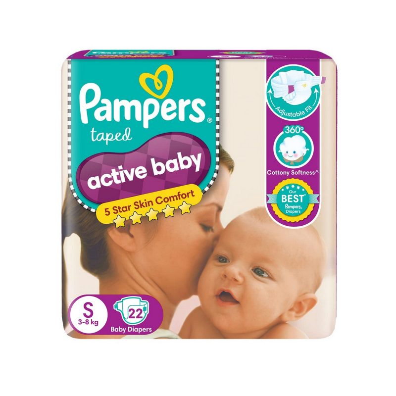 Pampers Active Baby Taped Diapers Small Size 1